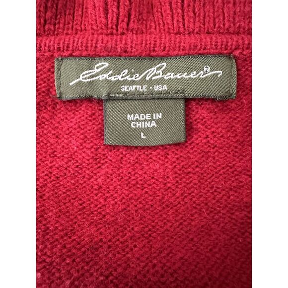 Vintage Eddie Bauer Sweater Top Women Large Red Knit Long Sleeve Grandmacore Y2K - Picture 3 of 9
